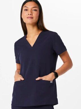 FIGS Women's EUC Casma 3-Pocket V Neck Scrub Top Navy | Size M